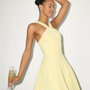 Lulu's Forevermore Light Yellow Skater Homecoming Dress